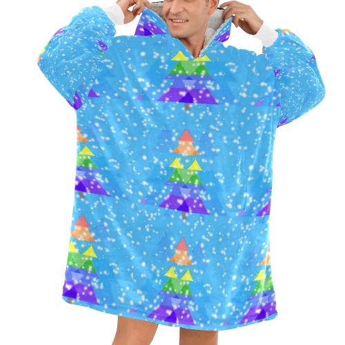 Rainbow Christmas by Nico Bielow Blanket Hoodie for Men