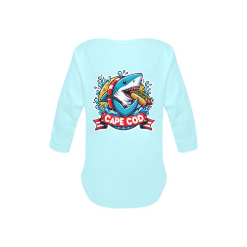 CAPE COD-GREAT WHITE EATING HOT DOG Baby Powder Organic Long Sleeve One Piece (Model T27)