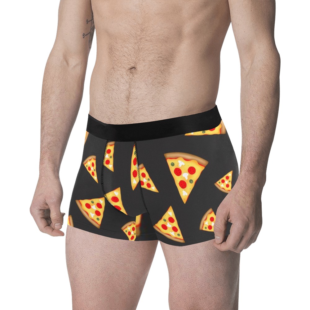 Cool and fun pizza slices pattern dark gray Men's All Over Print Boxer Briefs (Model L34)
