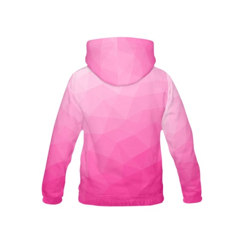 Hot pink gradient geometric mesh pattern All Over Print Hoodie for Kid (USA Size) (Model H13)