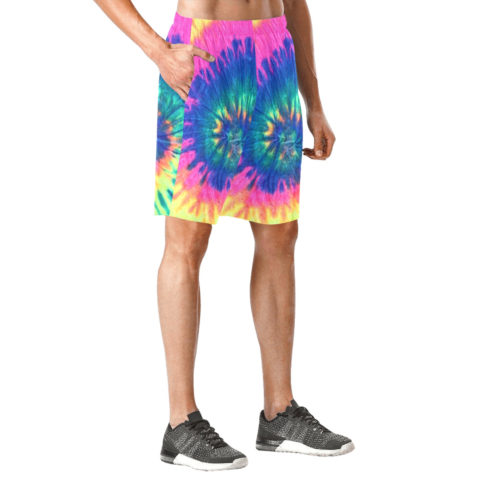 tye-dyed Men's All Over Print Elastic Beach Shorts (Model L20)