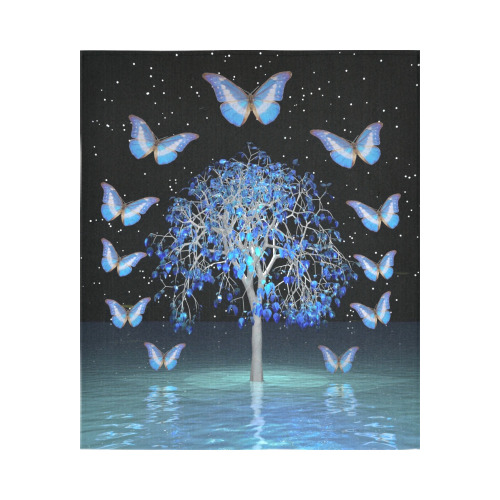 Butterfly Crystal Tree Cotton Linen Wall Tapestry 51"x 60"