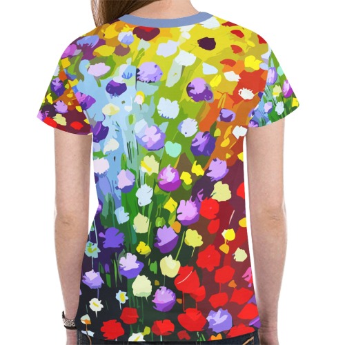 Floral Abstract Art Of Colorful Summer Flowers New All Over Print T-shirt for Women (Model T45)