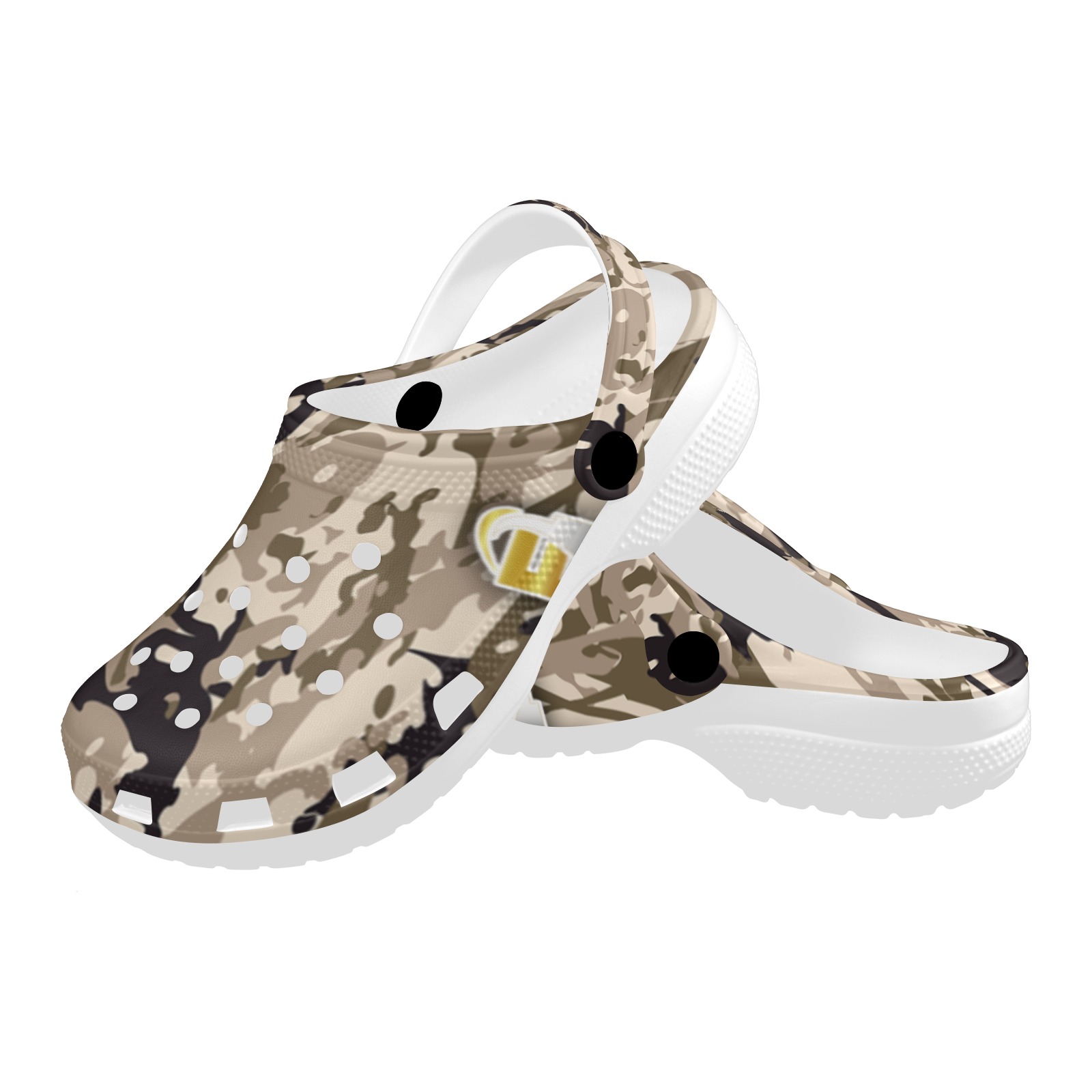 Camouflage Leaves Custom Print Foam Clogs for Adults