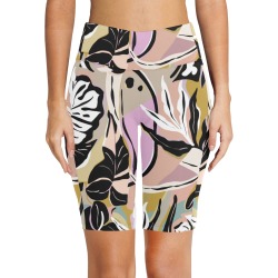 Tropical modern simple graphic Women's Workout Half Tights (Model L42)