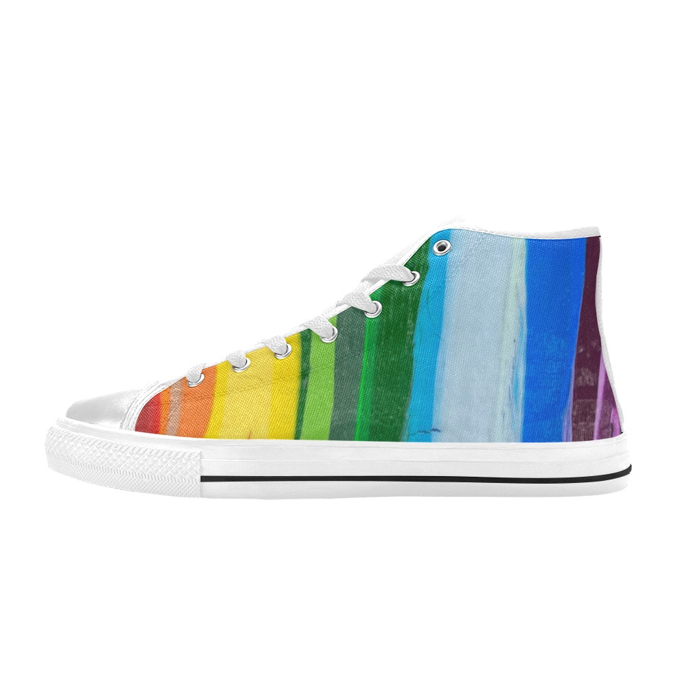 Rainbow High Tops - White base - Female Women's Classic High Top Canvas Shoes (Model 017)