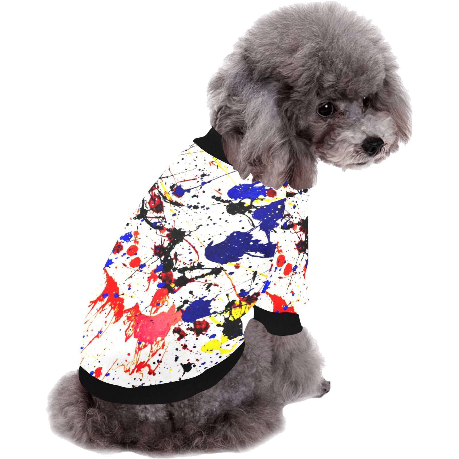 Blue & Red Paint Splatter Pet Dog Round Neck Shirt