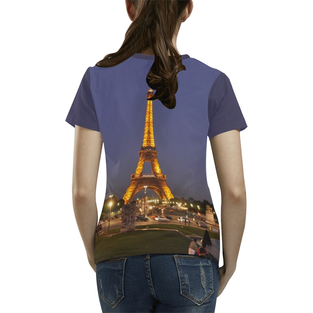 Tower France All Over Print T-Shirt for Women (USA Size) (Model T40)