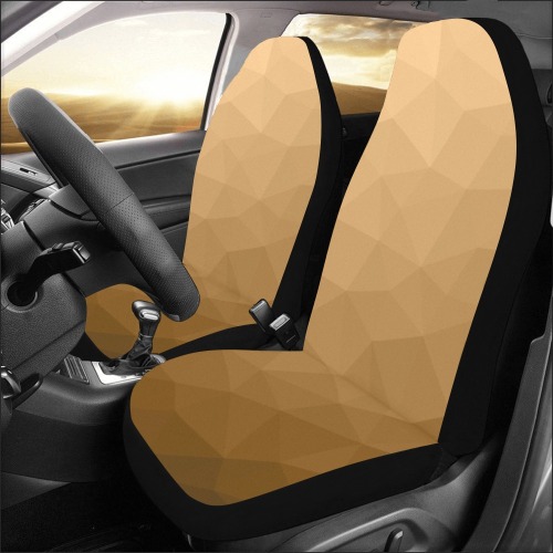 Brown gradient geometric mesh pattern Car Seat Covers (Set of 2)