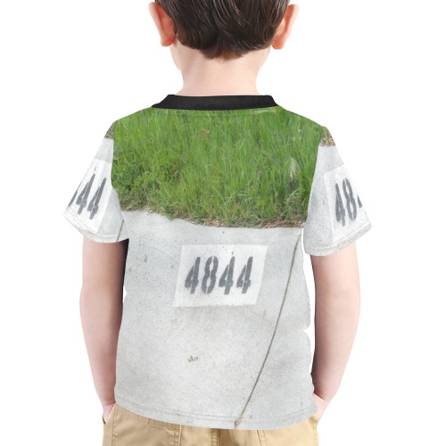 Street Number 4844 with black collar Little Boys' All Over Print Crew Neck T-Shirt (Model T40-2)