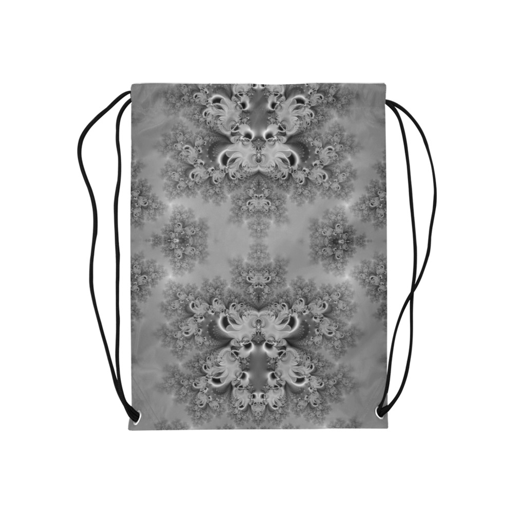 Cloudy Day in the Garden Frost Fractal Medium Drawstring Bag Model 1604 (Twin Sides) 13.8"(W) * 18.1"(H)