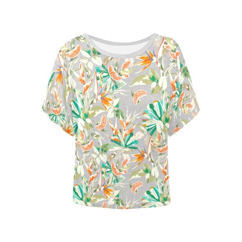 Orange in the palms jungle 201 Women's Batwing-Sleeved Blouse T shirt (Model T44)