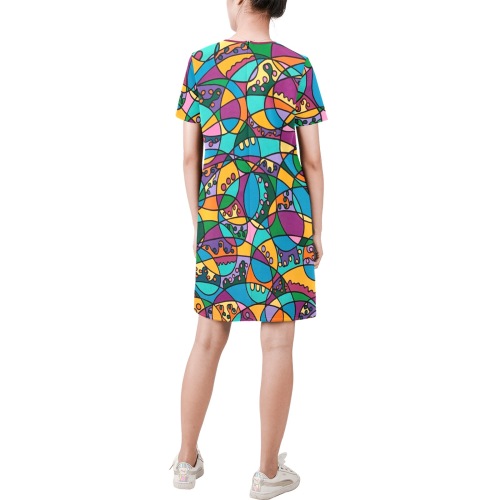 Chipper Short-Sleeve Round Neck A-Line Dress (Model D47)