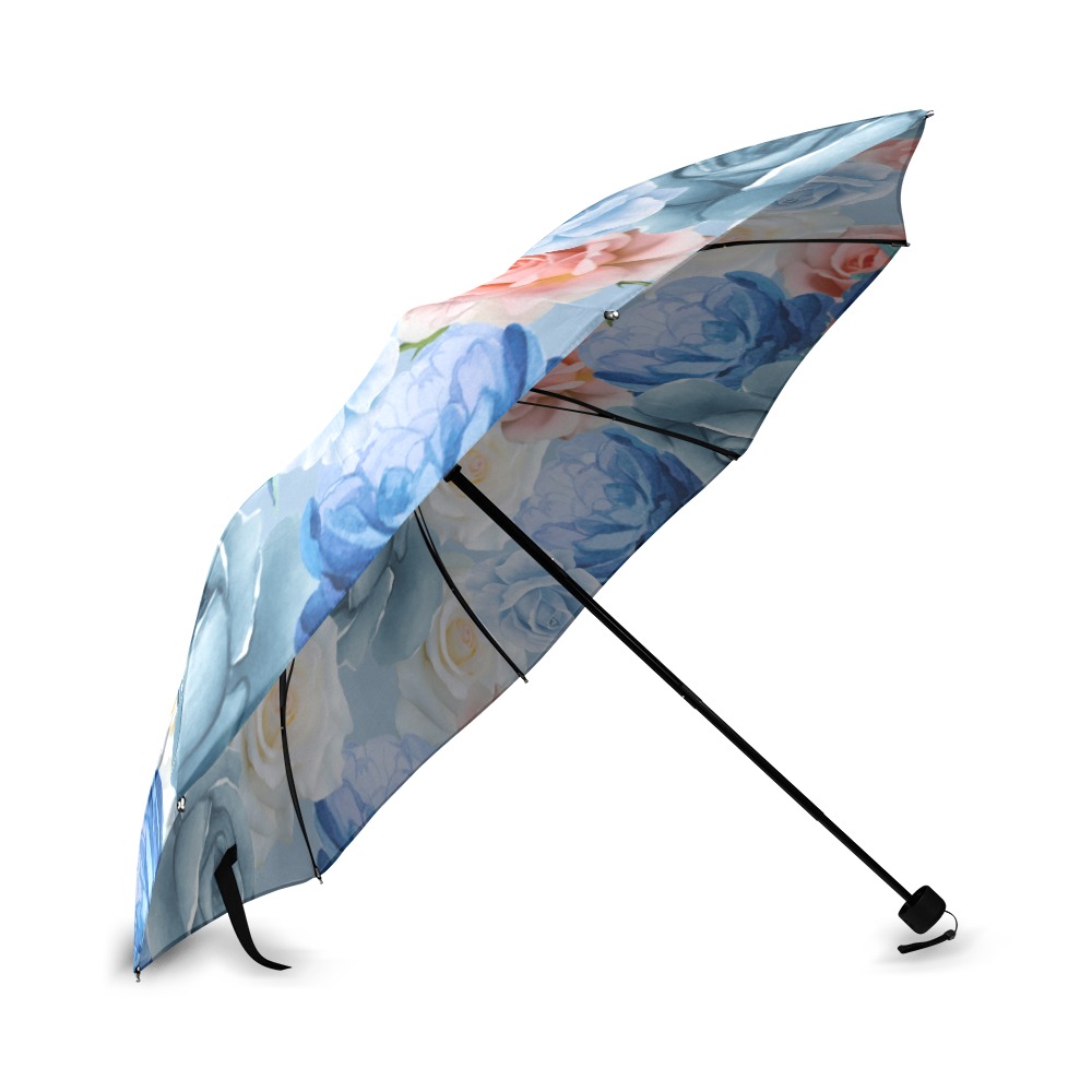 Blue Rose Umbrella Foldable Umbrella (Model U01)