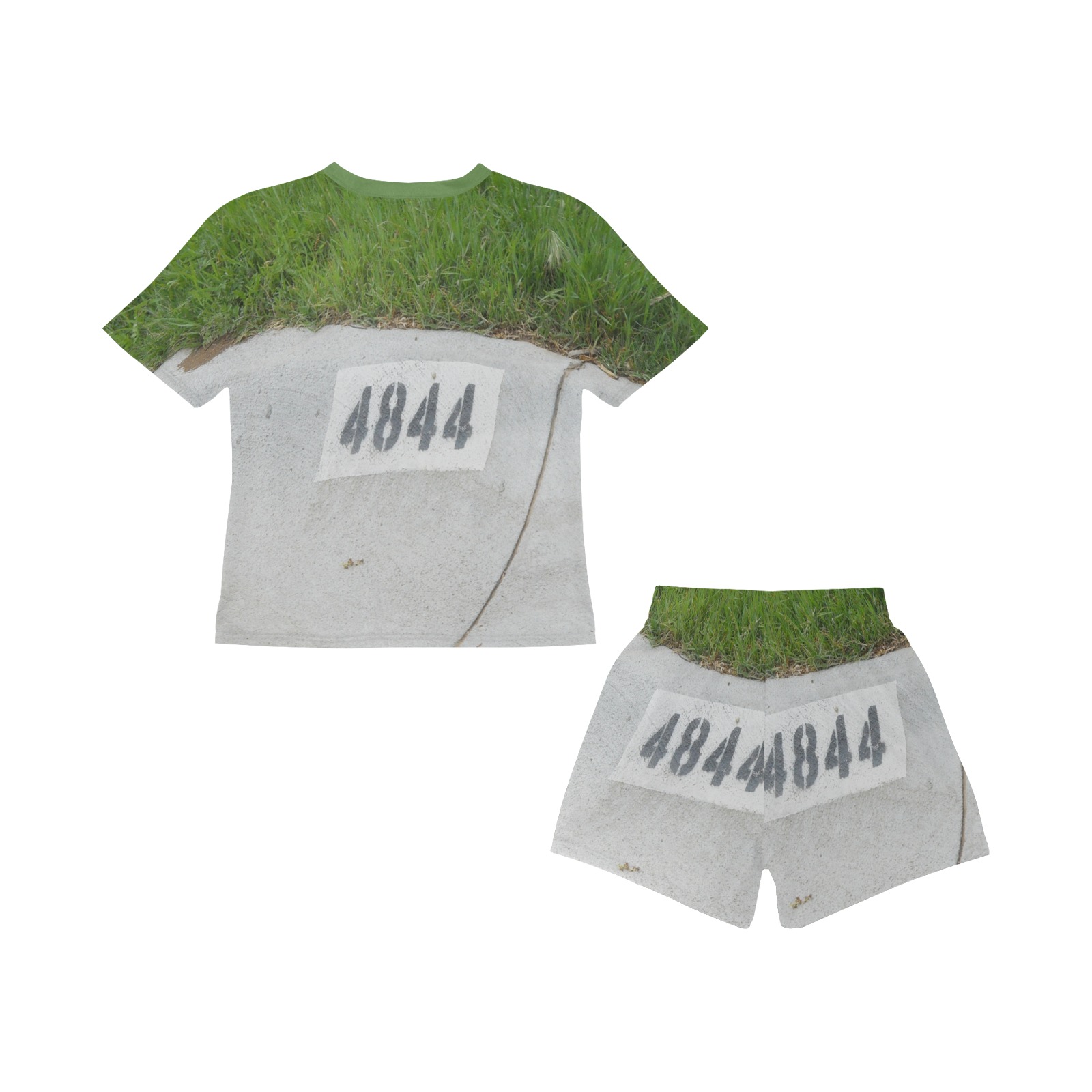 Street Number 4844 with Green Collar Big Girls' Short Pajama Set