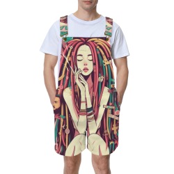 Artistic Printed Pants - Unique and Comfortable Design Unisex Shorts Suspender Jumpsuit (Model L78)