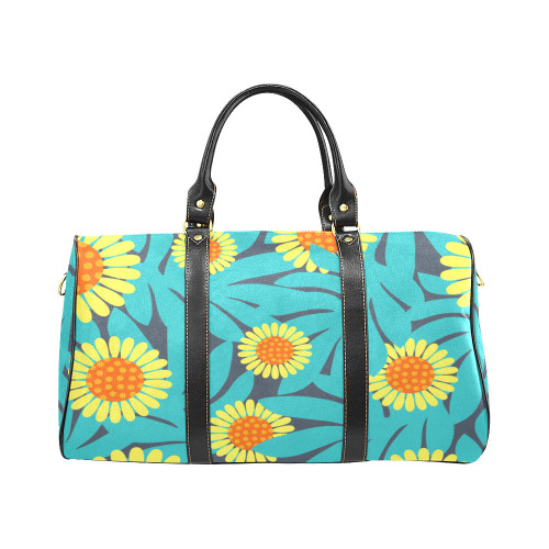 Yellow and Teal Paradise Jungle Flowers and Leaves New Waterproof Travel Bag/Small (Model 1639)