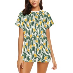 Bananas and banana leaf-964 Women's Short Pajama Set