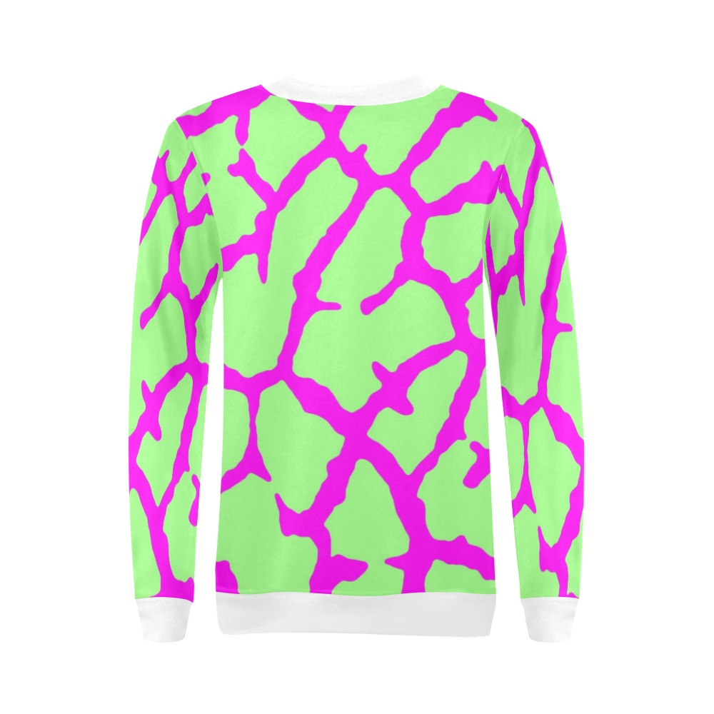 Giraffe Print Mint Fuchsia All Over Print Crewneck Sweatshirt for Women (Model H18)