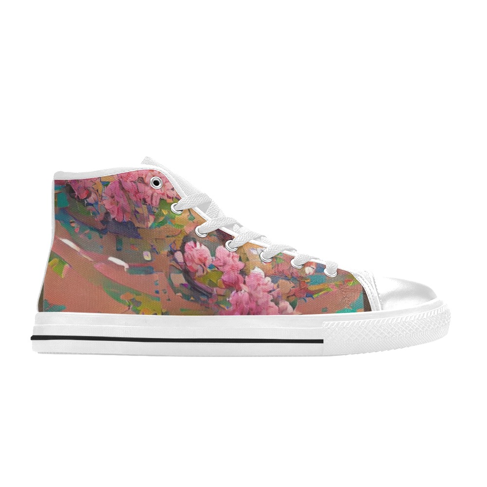 flowers 4 Women's Classic High Top Canvas Shoes (Model 017)