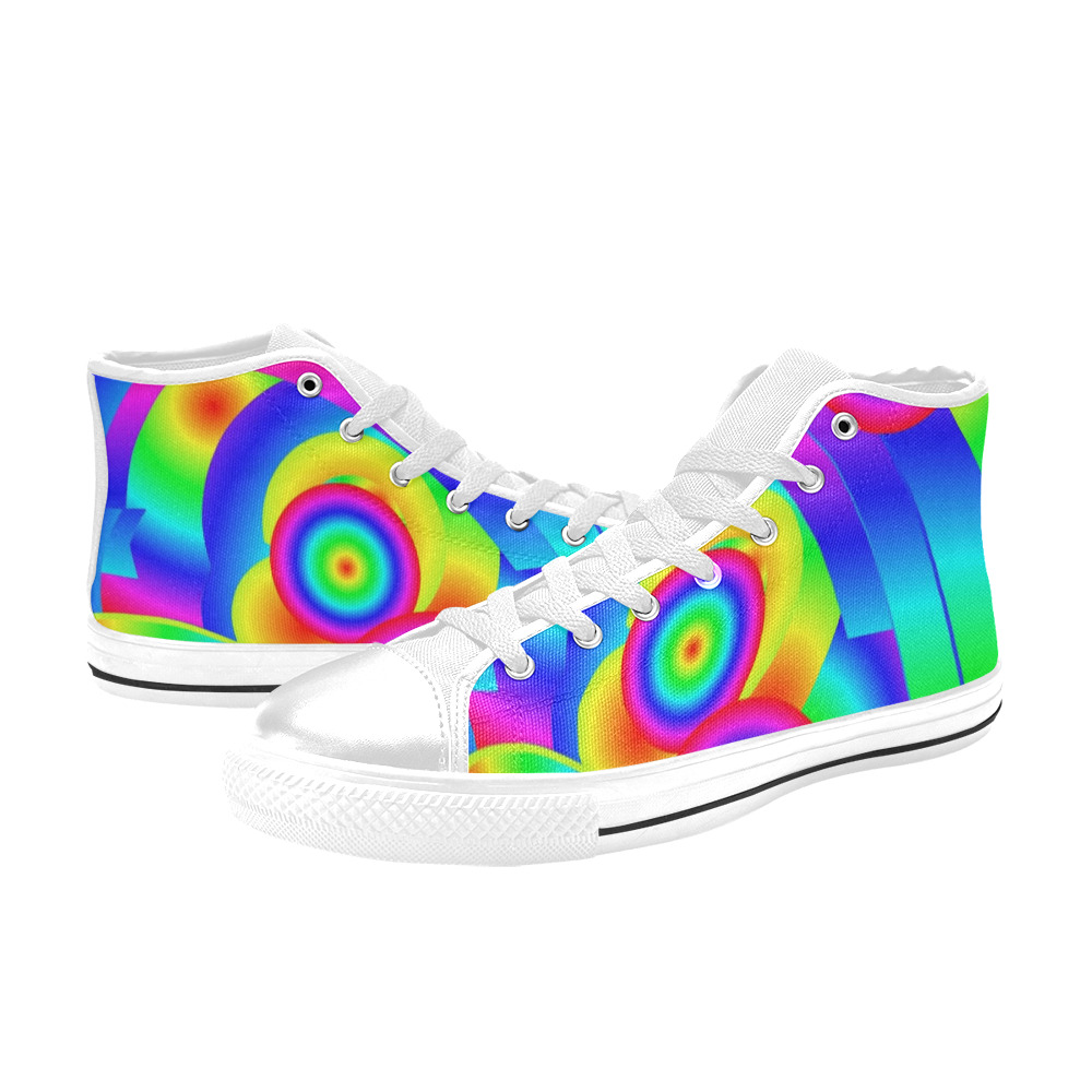 Abstract Comet Women's Classic High Top Canvas Shoes (Model 017)