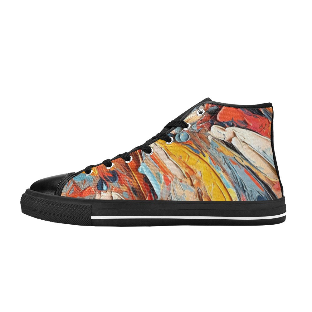 Colorful abstract art. Heavy bruch strokes. Men’s Classic High Top Canvas Shoes (Model 017)