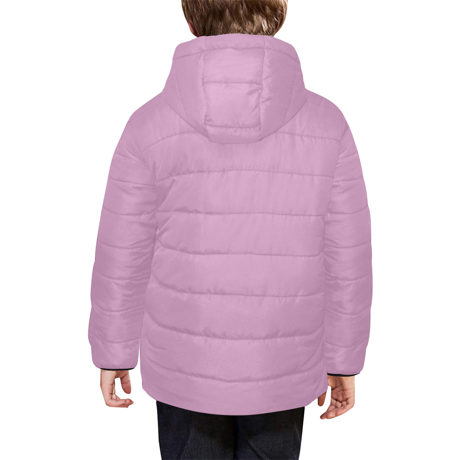 color mauve Kids' Padded Hooded Jacket (Model H45)