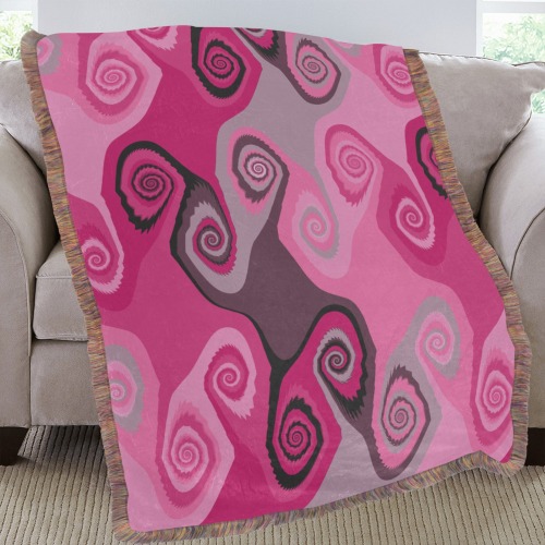 Pink Sand Swirls Ultra-Soft Fringe Blanket 60"x80" (Mixed Green)