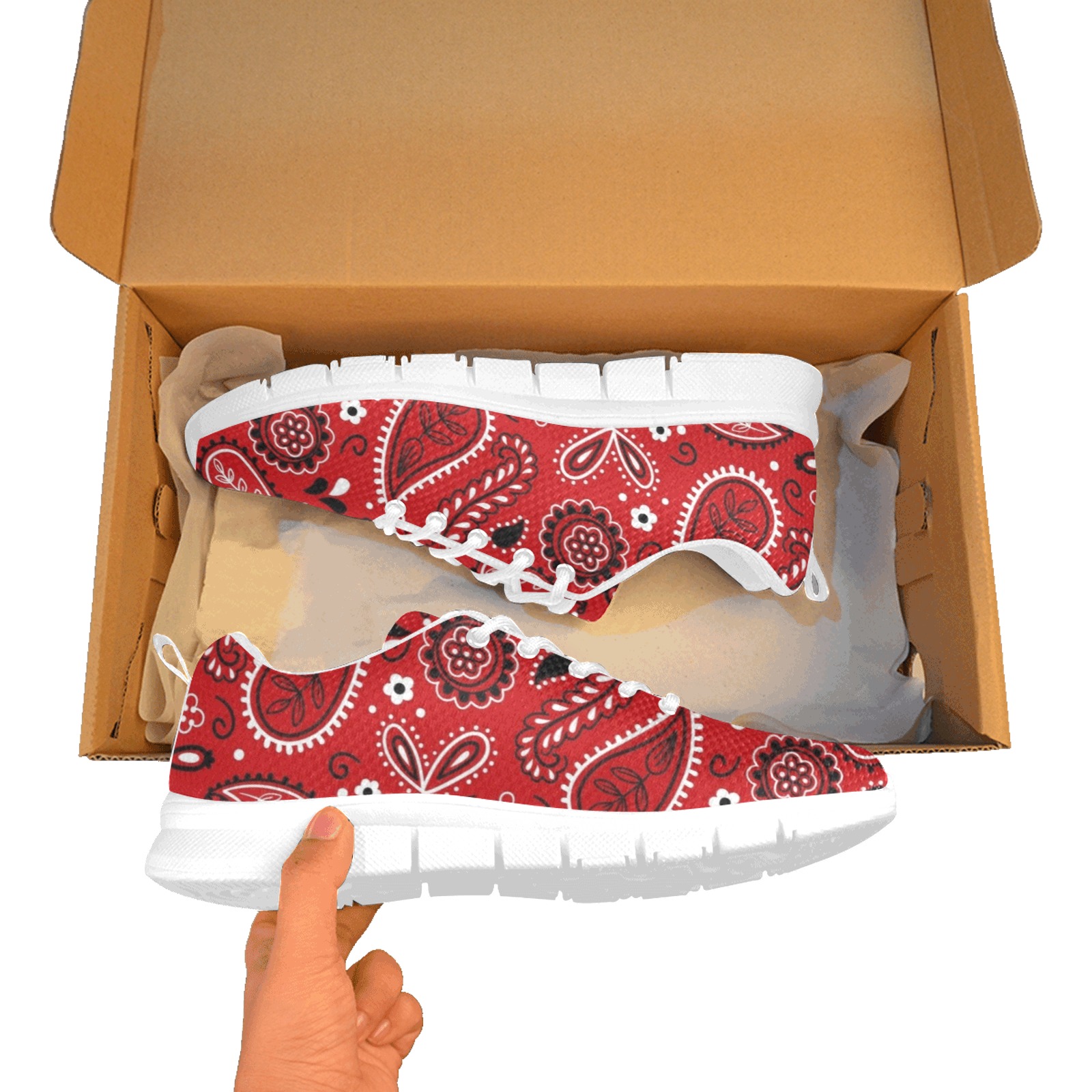 red bandana Women's Breathable Running Shoes (Model 055)
