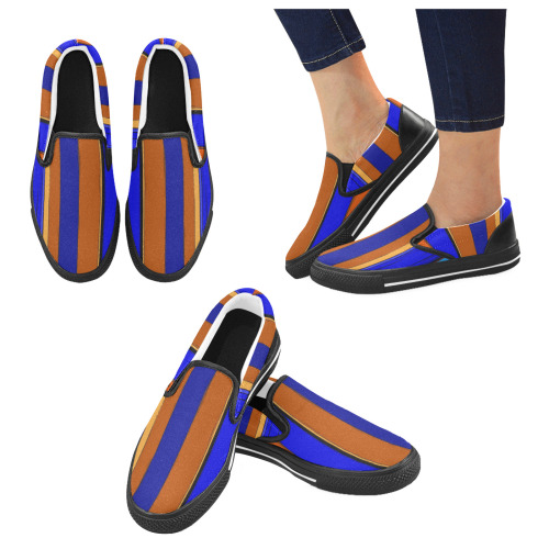 Abstract Blue And Orange 930 Slip-on Canvas Shoes for Kid (Model 019)