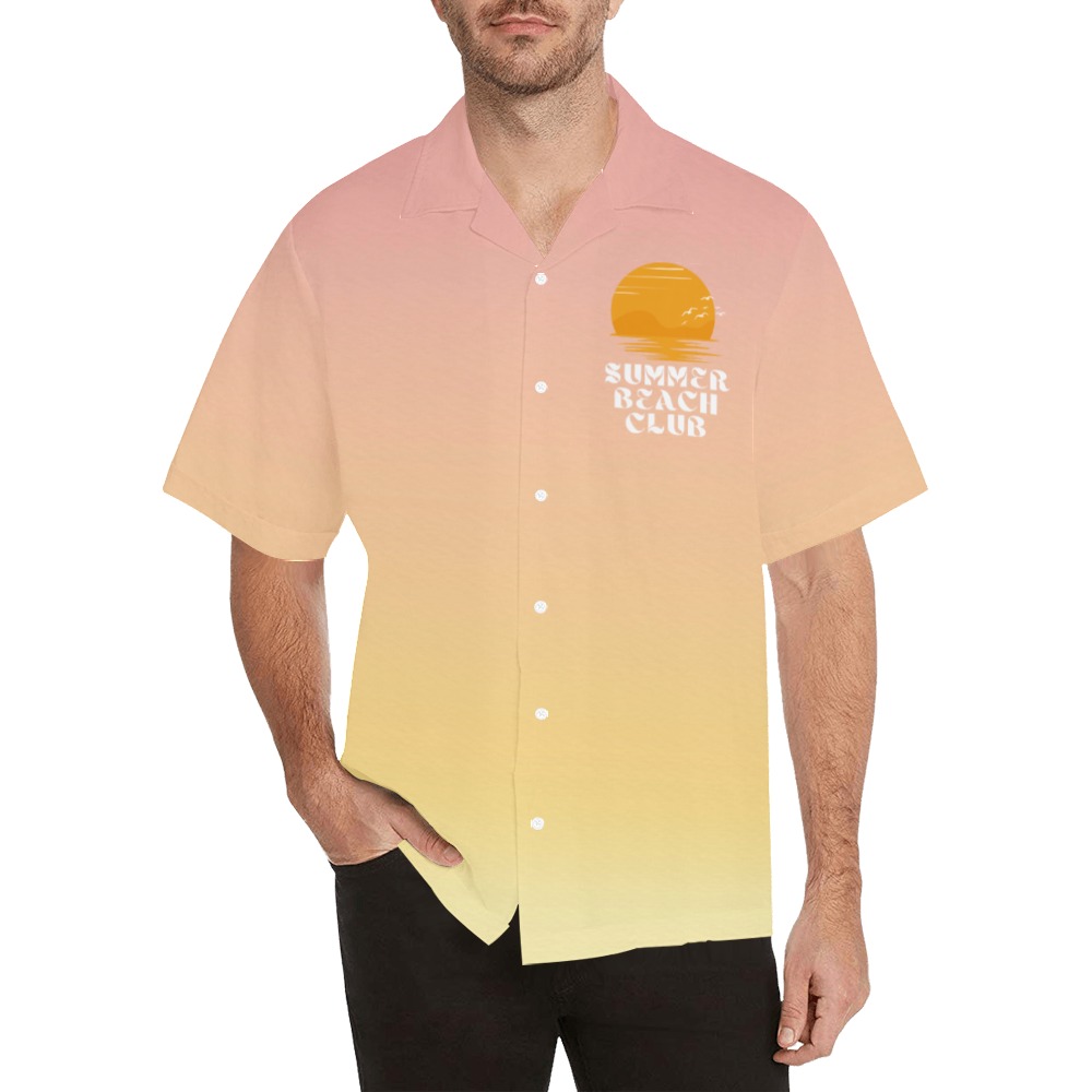 Summer Beach Club Men’s Hawaiian Shirt Hawaiian Shirt with Merged Design (Model T58)