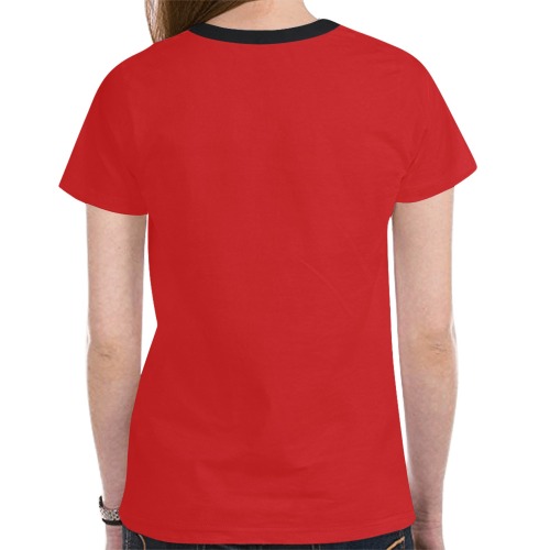 Bandana Heart on Red New All Over Print T-shirt for Women (Model T45)