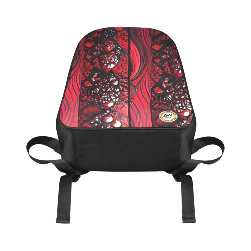red and black intricate pattern 1 Fabric School Backpack (Model 1682) (Large)