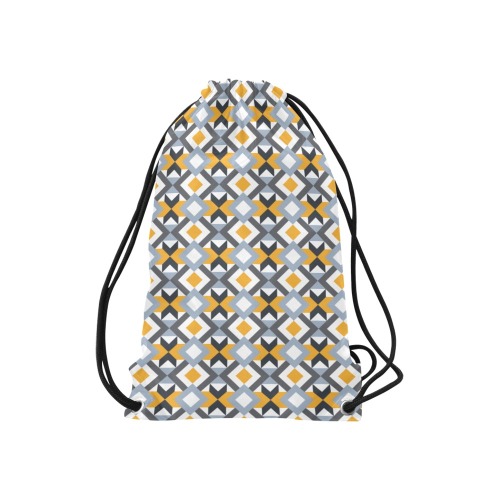 Retro Angles Abstract Geometric Pattern Small Drawstring Bag Model 1604 (Twin Sides) 11"(W) * 17.7"(H)