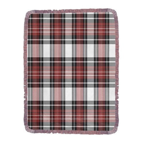 Red Black Plaid Ultra-Soft Fringe Blanket 60"x80" (Mixed Pink)