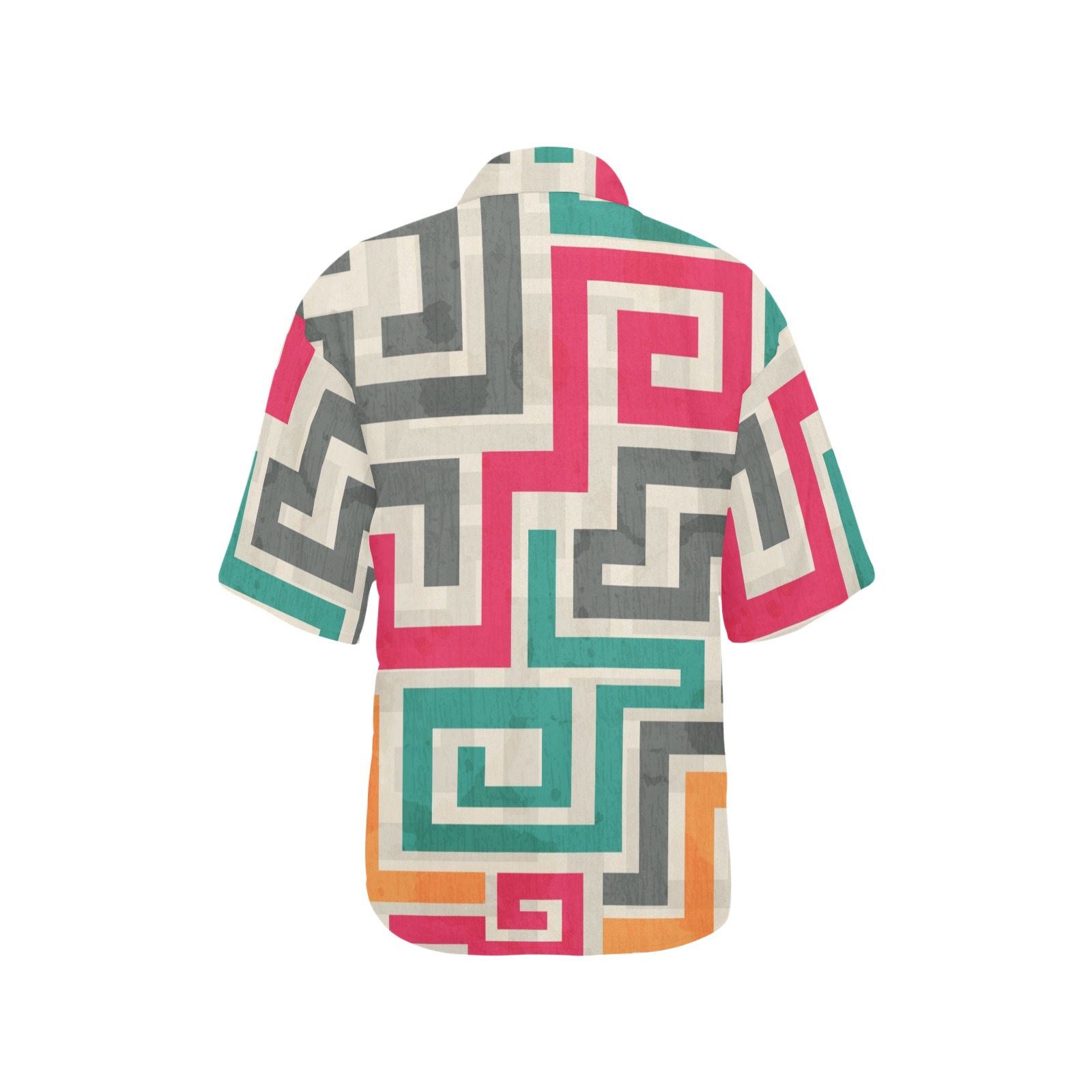 Retro Mod Geom Abstract All Over Print Hawaiian Shirt for Women (Model T58)