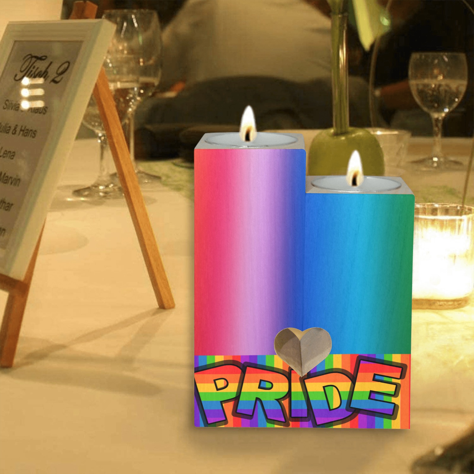 LGBT Pride Wooden Candle Holder (Without Candle) ID D6286064