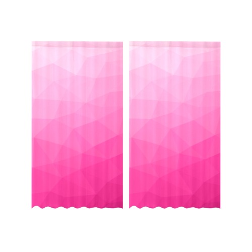 Hot pink gradient geometric mesh pattern Gauze Curtain 28"x63" (Two-Piece)