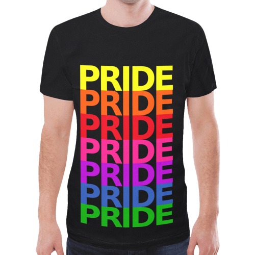 PRIDE Words Rainbow Colors LGBT Flag New All Over Print T-shirt for Men (Model T45)