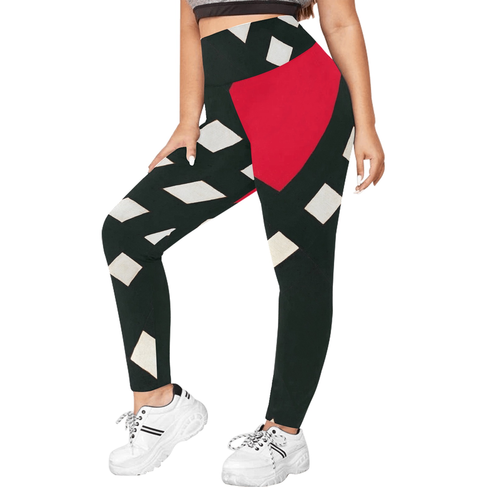 Counter-composition XV by Theo van Doesburg- Women's Plus Size High Waist Leggings (Model L44)