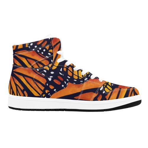 Orange Monarch Butterflies Men's High Top Sneakers (Model 20042)