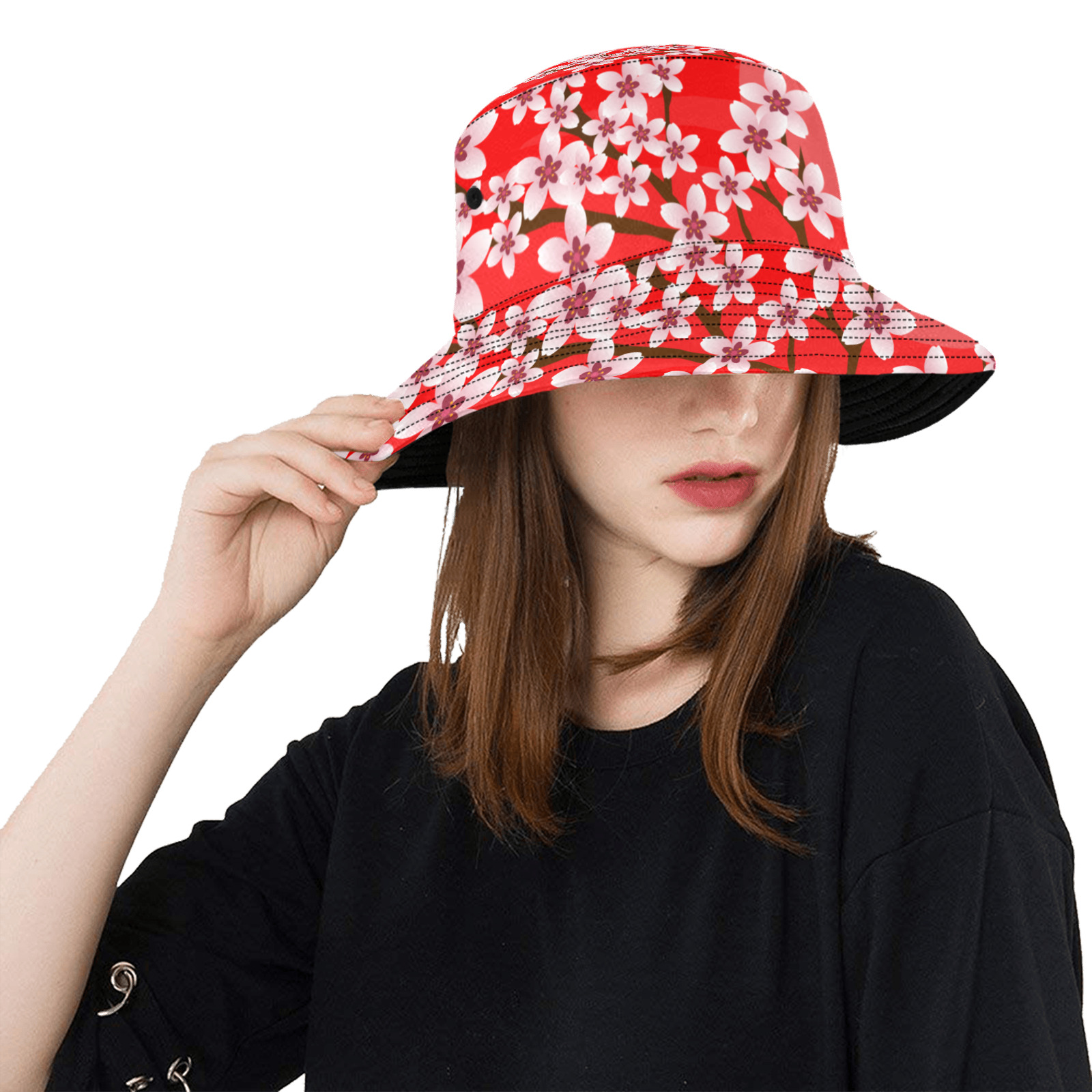 Cherry Blossom Heart Unisex Summer Bucket Hat