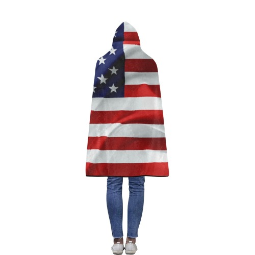 America Flag Banner Patriot Stars Stripes Freedom Flannel Hooded Blanket 40''x50''