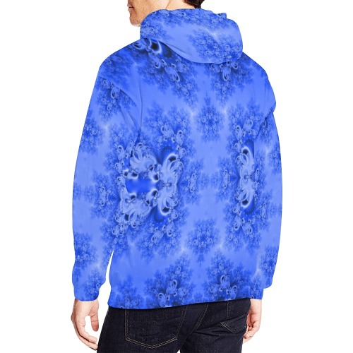 Blue Sky over the Bluebells Frost Fractal All Over Print Hoodie for Men (USA Size) (Model H13)