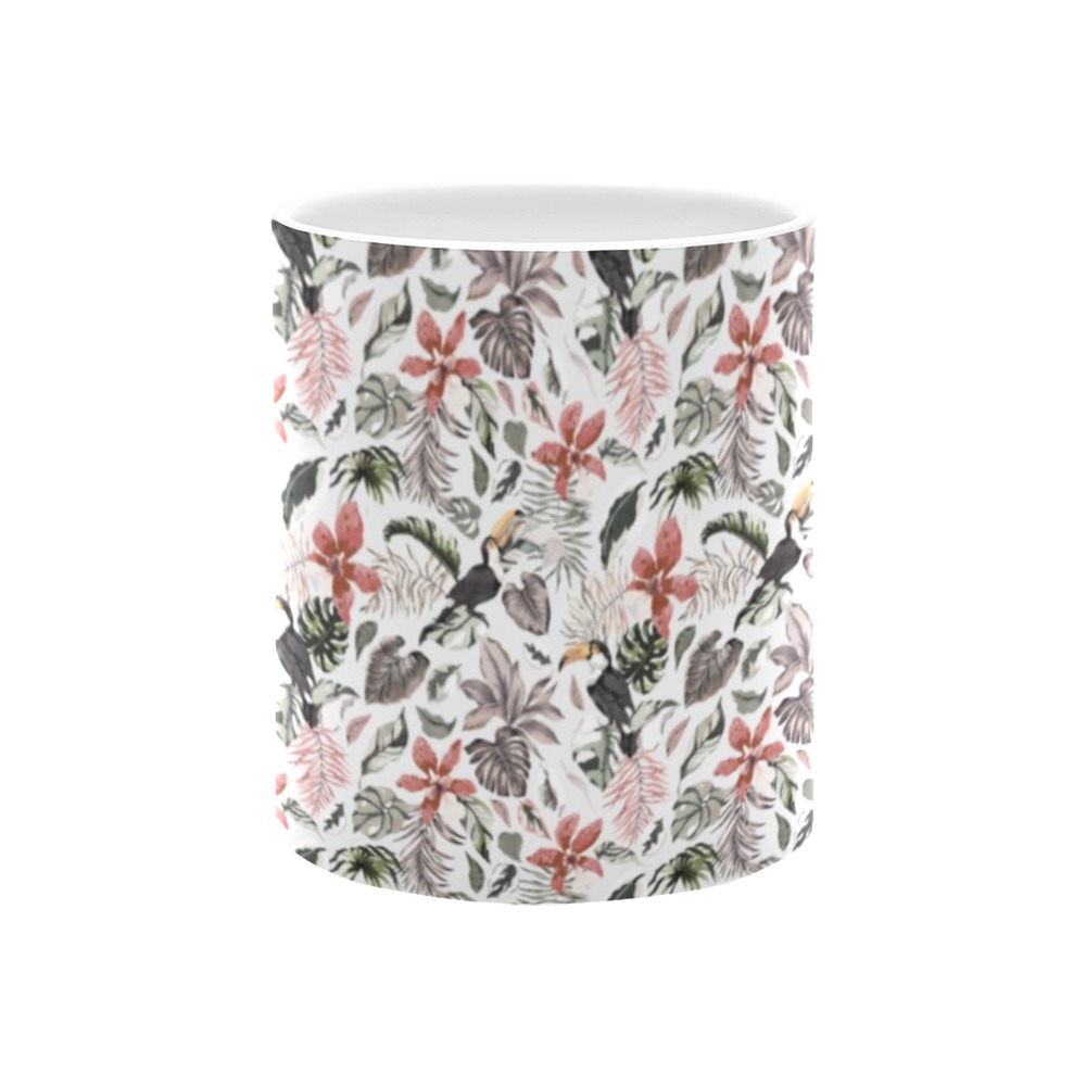 Toucans in the flowered jungle White Mug(11OZ)