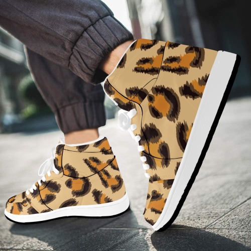 Sneakers Leopard Pattern.jpg Men's High Top Sneakers (Model 20042)