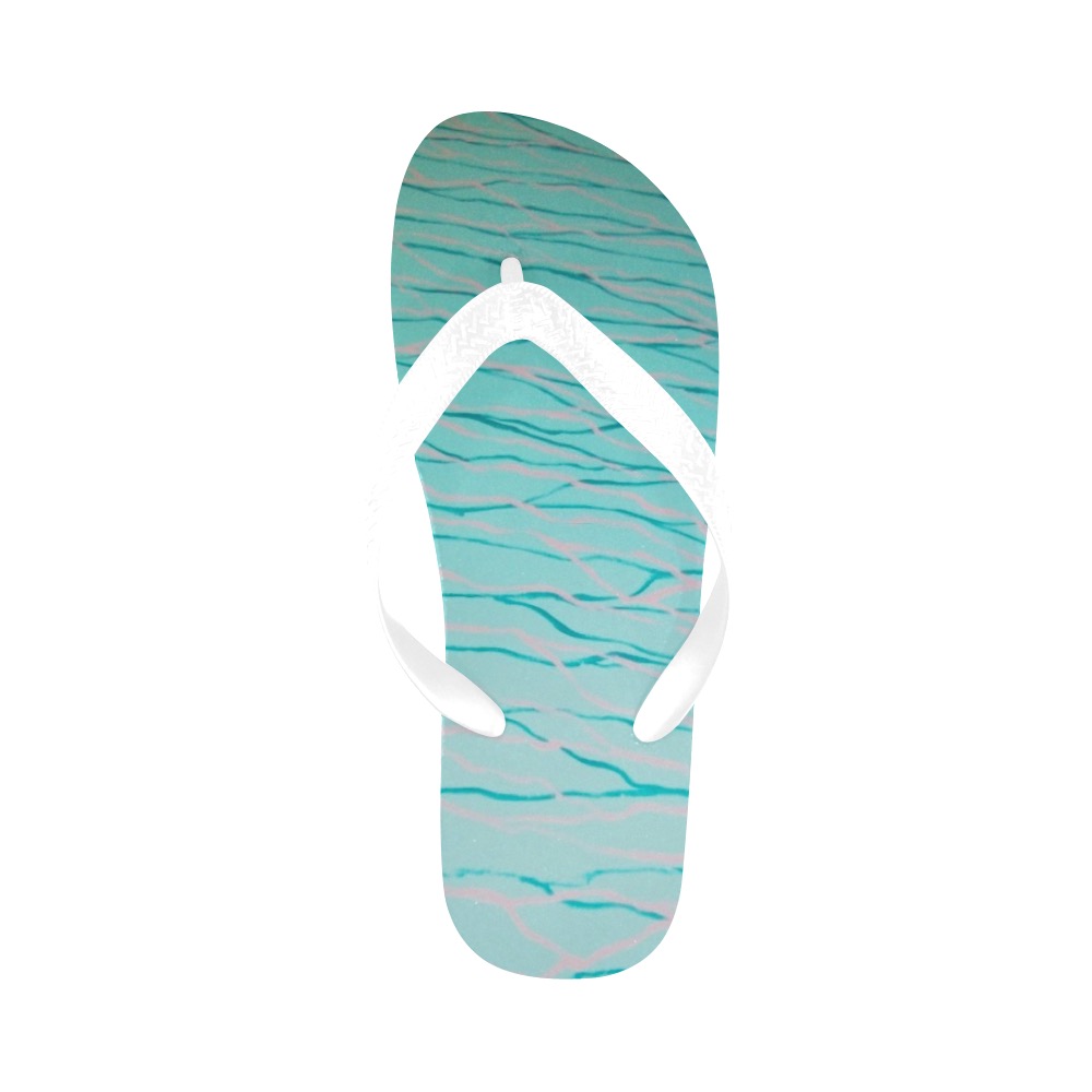 Aquamarine Blue Flip Flops for Men/Women (Model 040)