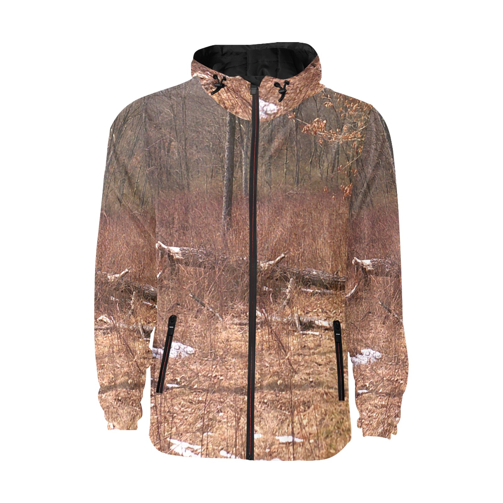 Falling tree in the woods All Over Print Quilted Windbreaker for Men (Model H35)
