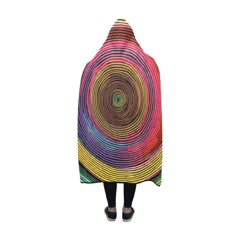Colorful concentric circles. Elegant abstract art. Hooded Blanket 60''x50''