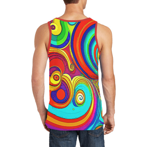 Colorful Groovy Rainbow Swirls Men's All Over Print Tank Top (Model T57)